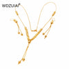 WDZUIAI Small Beads Shape Gold Color Big Size Necklace&Earrings Sets For African Women Girls Party Jewelry Wife Anniversary Gift