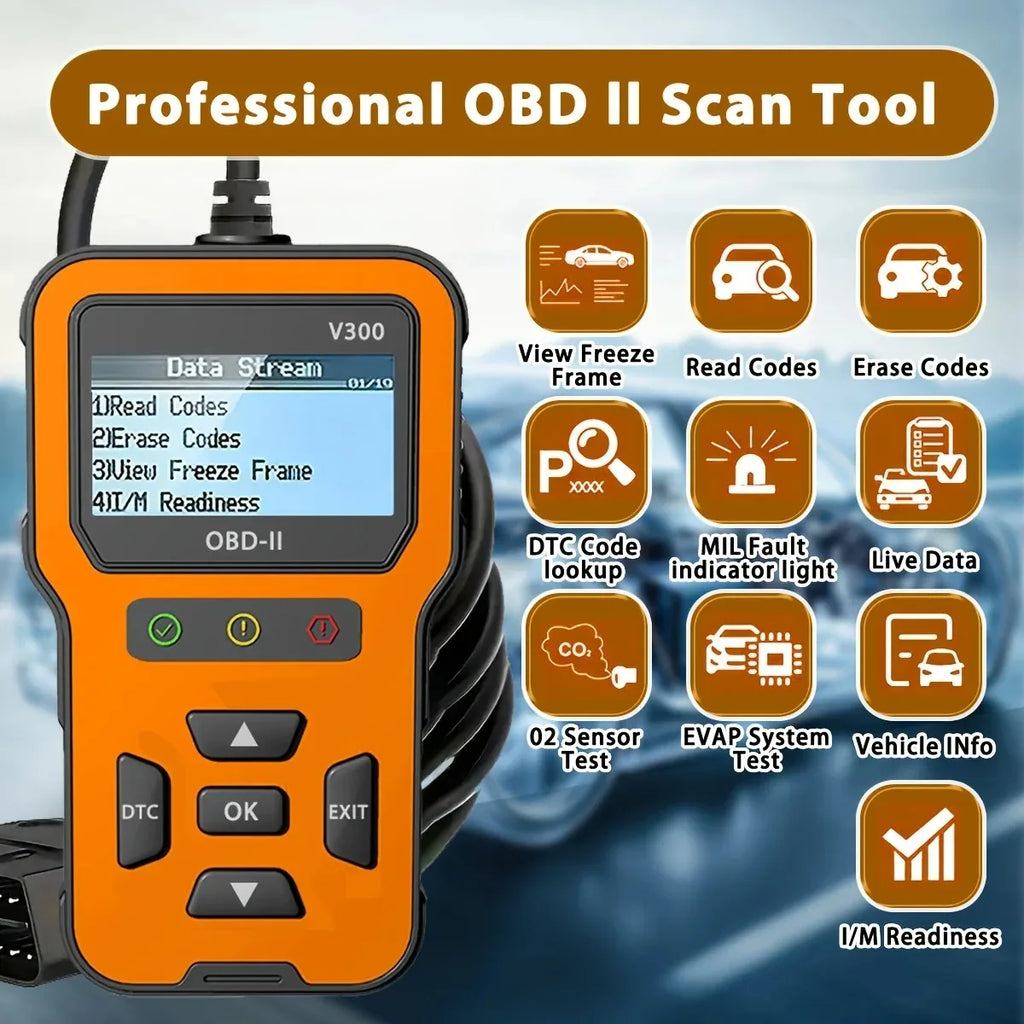 Automotive Diagnostic Tool with Fast Response for Engine Faults,Full OBD2 Modes,Suitable for All Cars After 1996,Without Battery