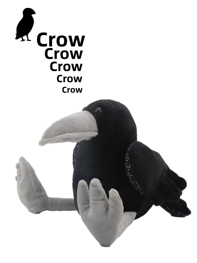 25cm Black Crow Plush Birdie Cuddly Black Raven Plush Toy Realistic Crow Soft Christmas Gift for Kids Bird Lovers Home Decor