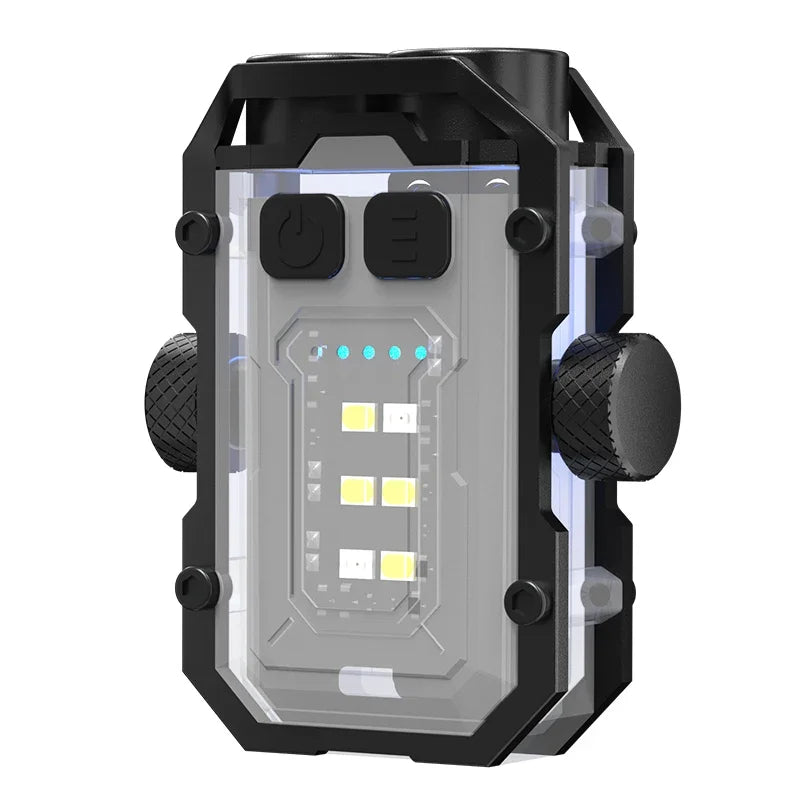 Mini LED Keychain Light Portable Magnetic EDC Flashlight Outdoor Camping Fishing Emergency Work Hat Clip Lamp With FingertipGyro