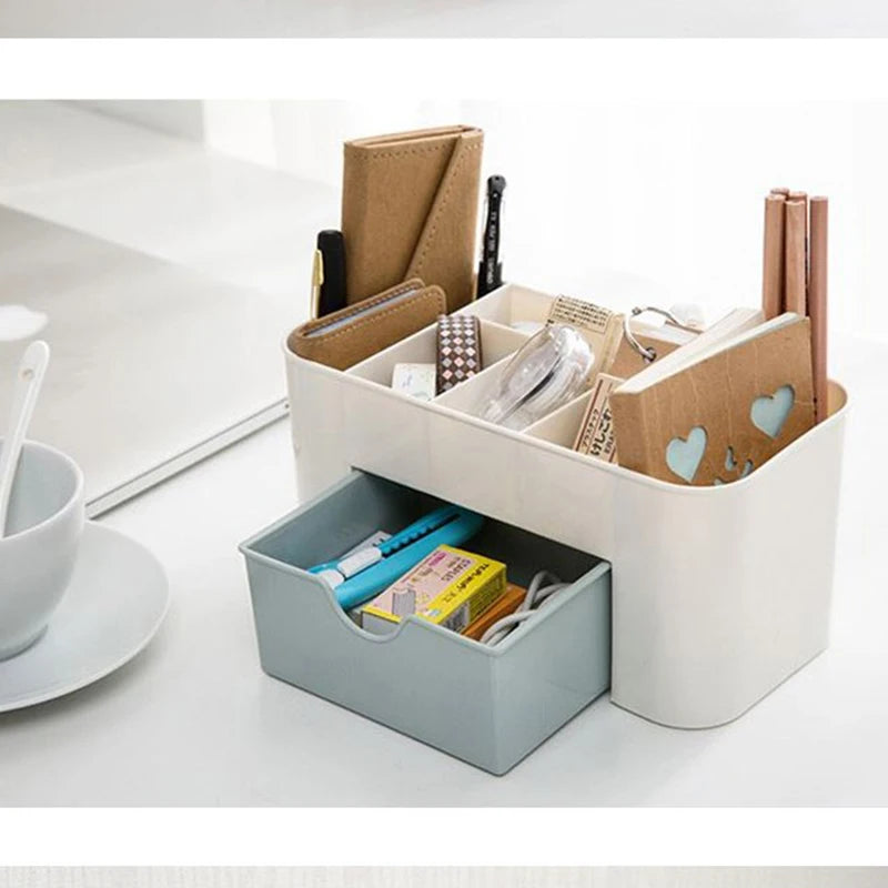 Makeup Organizer Storage Box With Drawer Cotton Swab Stick Storage Case Lipstick Organizer Brush Holder Makeup Acrylic Plastic