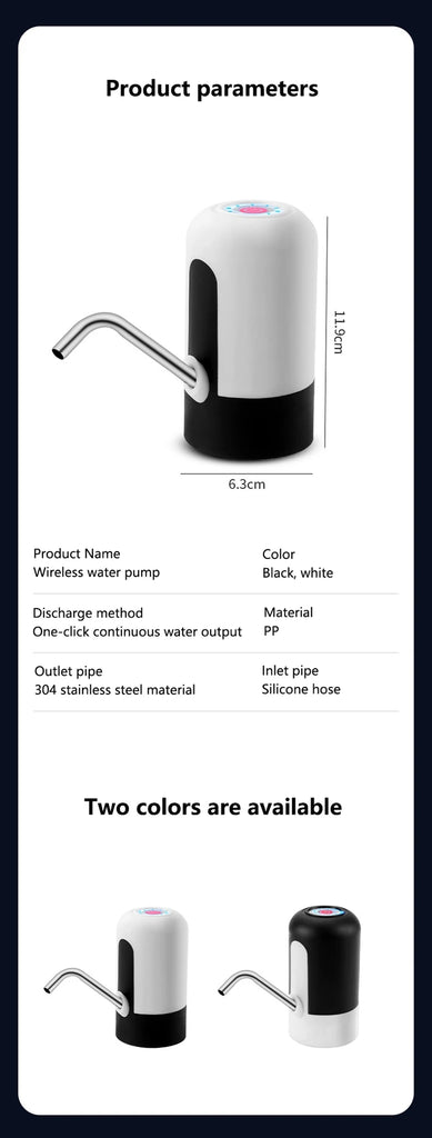 Xiaomi Electric Wireless Pumping Water Bottled Automatic Dispenser Bottle USB Rechargeable Electric Water Dispenser Bottle New