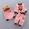Kids Cartoon Clothing Sets Winter Autumn Boys Girls Cotton Thick Warm Hooded Sweater Cute Bear 3Pcs Children Suits 0-4 Years