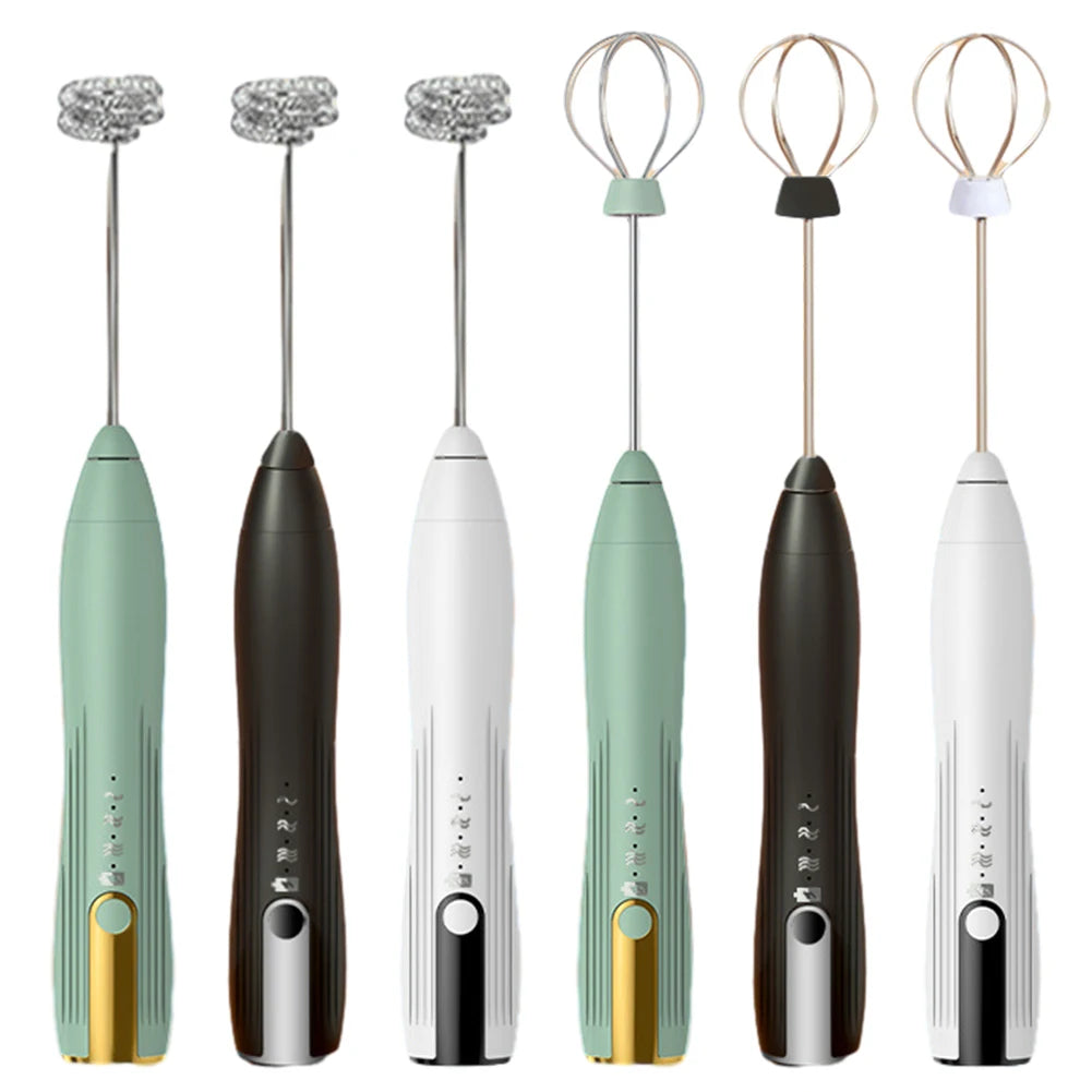 Electric Egg Beater 3 Speeds Mini Stirrer Whipper Stainless USB Rechargeable 1500mAh Wireless for Latte/Cappuccino/Hot Chocolate