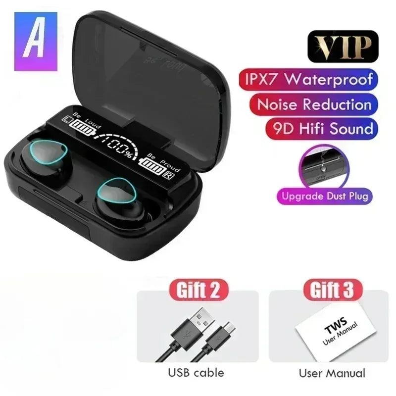 Bluetooth Earphones Handfree LED Dispay Bluetooth Headphones HiFi Stereo Music Wireless Earbuds Waterproof Gaming Headset