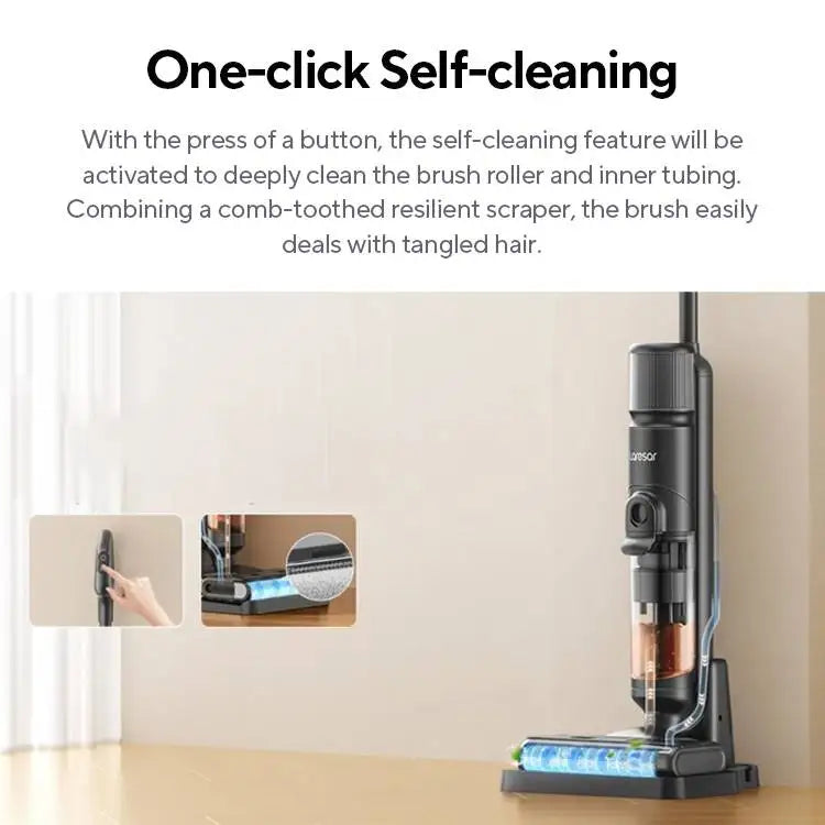 Laresar M3 Cordless Wet Dry Vacuum Cleaner Mop, Edge Cleaning 55min Auto Suction Floor Washer Self-Cleaning Smart Home Appliance