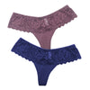 Set of 2 Sexy Lace Thongs Women Hollow Out Breathable Lingries Low Rise G-string Panties  Tempting Underwear