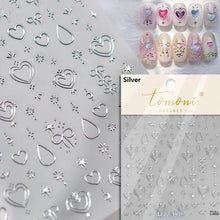Load image into Gallery viewer, Lovely Gold Silver Black White Line Bowknot 3D Self Adhesive Nail Art Decorations Stickers Ribbon Cute Manicure Decals Wholesale