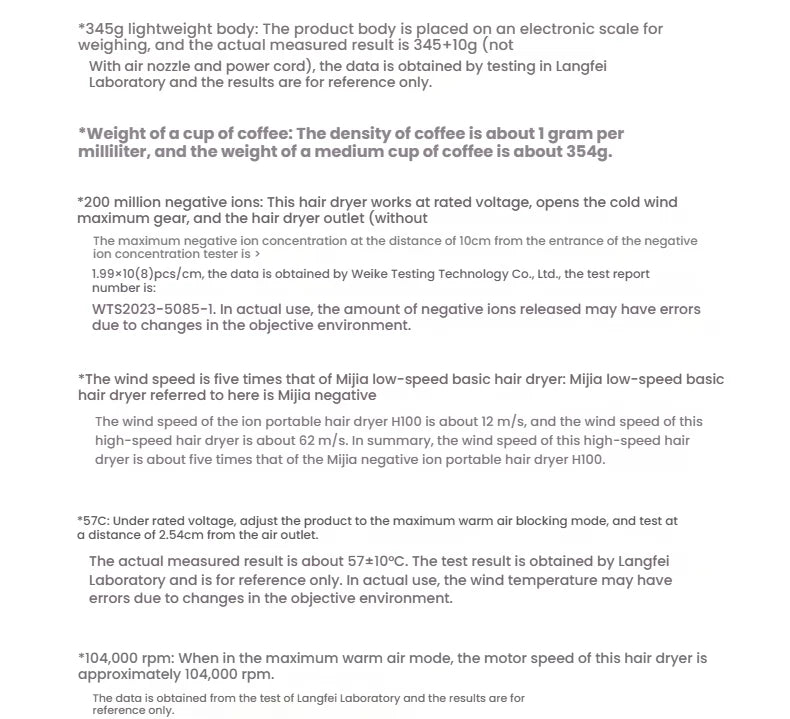 XIAOMI High Speed Hair Dryer H501 Negative Ion Hair Care 110000 Rpm Dry 220V CN Version (With EU Adapter) 62m/s wind speed