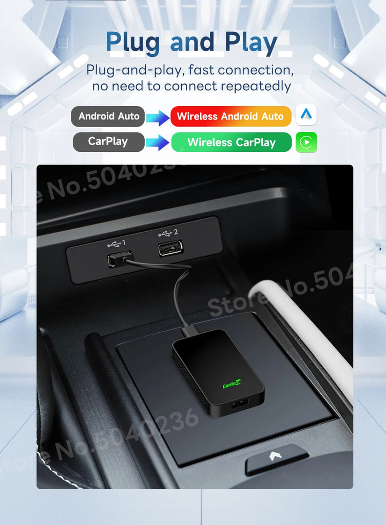 CarlinKit 5.0 Wired To Wireless Adapter Wireless Android Auto CarPlay Smart Car Box Bluetooth WiFI Auto Connect Online Upgrade
