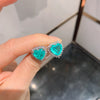 2023 Trend Heart Love Paraiba Tourmaline Cubic Zircon Crystal Pendant  Necklace Vintage Earring Wedding Jewelry Anniversary Gift