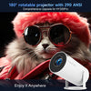 Magcubic Mini Projector Support 4K 720P with Dual Band WIFI6 5G Wireless Android 11 290 ANSI 180° Rotatable Video HY300 Pro