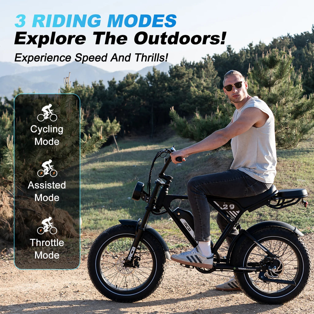 RCB 20'' E Bike, Electric Mountain Bike for Adults, Commuting Electric Bike with Removable 48V 15Ah Battery & APP, Range 40-60KM
