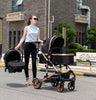 Luxurious 3 in 1 Baby Stroller Portable Travel Baby Carriage Folding Prams Aluminum Frame High Landscape Car for Newborn Baby BLACK