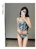 Sexy Women Floral Printed Bathing Suits with Beach Skirt Halter Bikinis Set Lady Push Up Swimsuit Swimwear Beachwear
