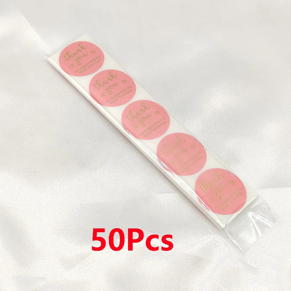 2.5cm 50/500pcs Thank You Round Sticker Scrapbook Letter Handmade Stickers Seal Labels Stickers Wedding Gift Flower Decoration