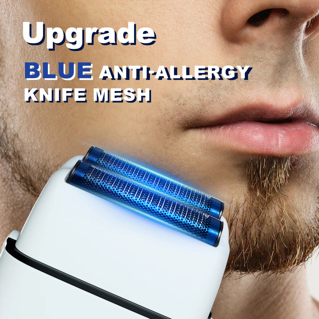 ROSYOUS RS620 Men's Shaving Machine 10000RPM Double Foil Blue Hypoallergenic Knife Net Electric Beard Trimmer Barber Shop
