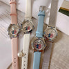 Disney Stitch Girl's Watches Diamond Quartz Watch for Women Stich Cartoon Leather Wristwatches Fashion Steel Belt Watch Gift