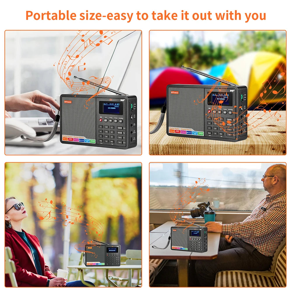 GTMEDIA D1 Portable Radio DAB+/FM+BT/Card/AUX Support BT\TF card digital player Support DAB174.92-239.20MHz FM 87.5-108MHz