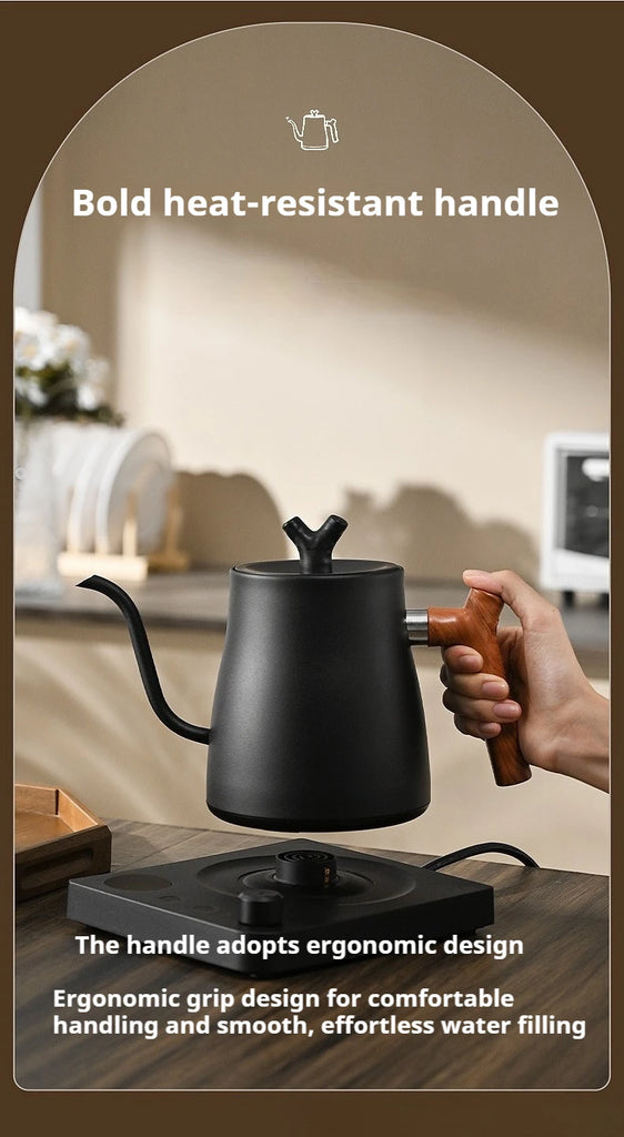 1000ML Smart Temperature Control Electric Kettle - Auto Shut-Off & Boil-Dry Protection - Stainless Steel Pour-Over Coffee &