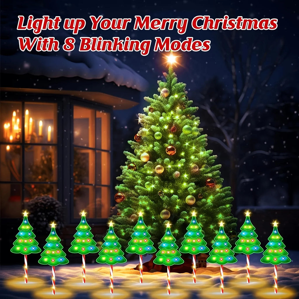 6/12 Pack Christmas Decorations Outside, Solar Christmas Pathway Lights Outdoor Candy Lights For Pathway Yard Garden Outside