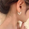 2pc Heart Golden Alloy Earrings Drip Glaze Process Imitation Pearl Color Beautiful Women's New Advanced Sense Y2k Unique Sexy