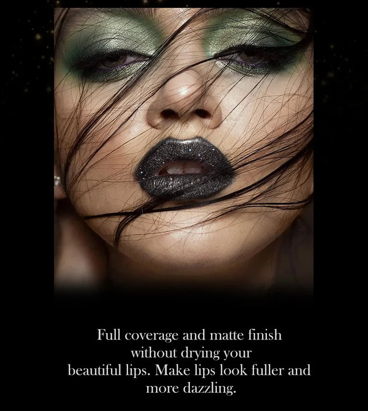 MLSMILE Multi-Color Non-stick Cup Matte Lipstick Flash Lasting Easy Color Diamond Lipstick Dark Halloween Look