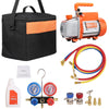 SucceBuy 3.5CFM 4CFM Single Stage Rotary Vane HVAC Air AC Vacuum Pump & A/C Refrigerant Kit Manifold Gauge Set Air Conditioning