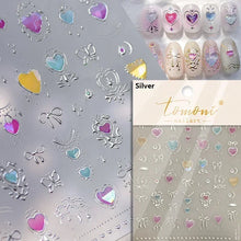Load image into Gallery viewer, Lovely Gold Silver Black White Line Bowknot 3D Self Adhesive Nail Art Decorations Stickers Ribbon Cute Manicure Decals Wholesale