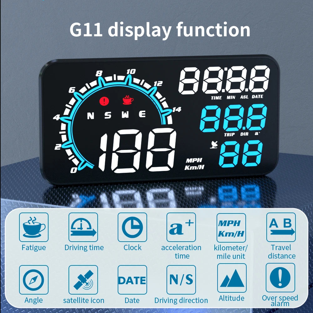 Car Auto Head Up Display GPS HUD Gauge Speedometer Smart Digital Alarm On Board Computer Automotive Tachometer for All Cars