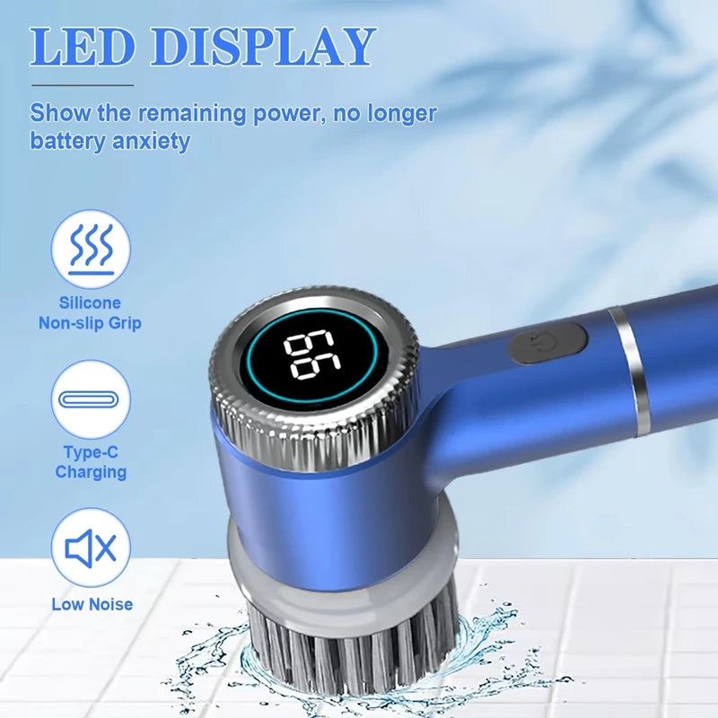 Xiaomi Wireless Electric Cleaning Brush LED Display Kitchen Bathroom Toilet Portable Powerful Clean Brush 5 Brush Heads