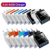 3.1A EU US 4USB Ports AC Home Travel Wall Charger Power Adapters For IPhone 12 13 14 15 Pro Max Samsung Xiaomi Huawei