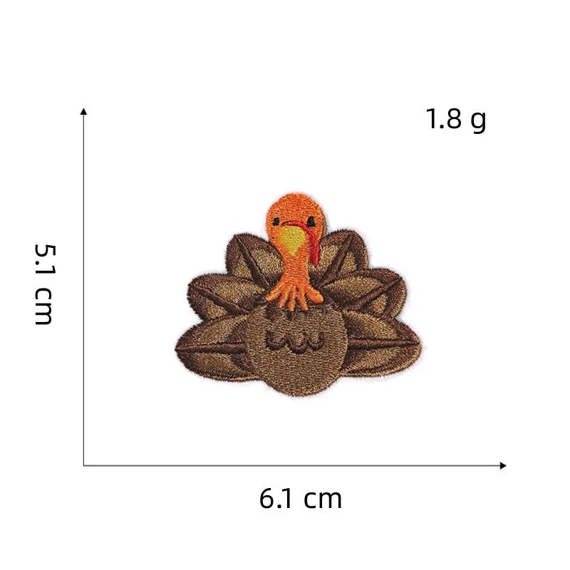 1 piece Embroidered Thanksgiving Day Patches Iron On Autumn Patch DIY Pumpkin Corn Chicken Turkey Beer Cartoon Applique Badge