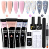 LILYCUTE 15ml Nail Extension Gel Kit Soak Off UV Gel Acrylic White Clear Pink Gel Nail Polish LED Lamp Manicure Set For Nail Art