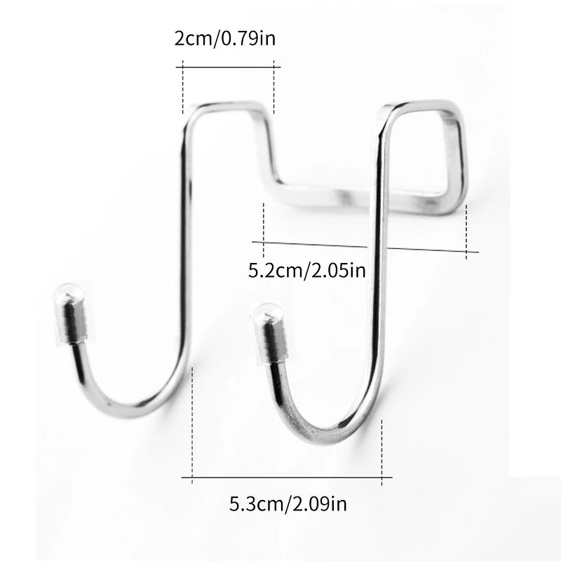 Stainless Steel Double S Hook Free Punch Wall Hanging Bathroom Kitchen Door S Hook Towel Storage Rack