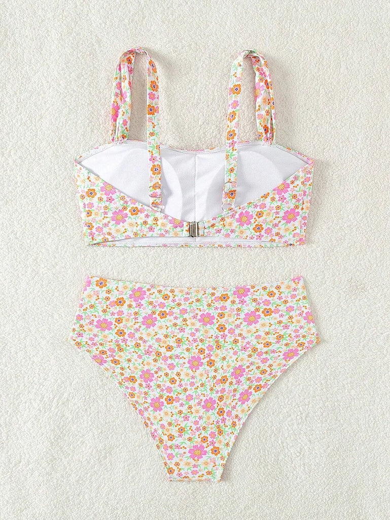 Sexy Floral Print Female Swimsuits Women Bikini 2025 Swimwear High Waisted Bikinis Sets Two Pieces Bandeau Bathing Suit Beahwear