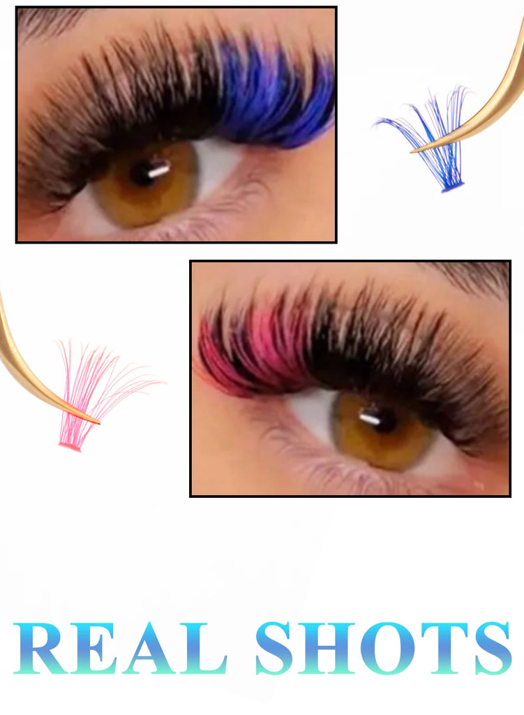 120pcs Colorful DIY Cluster Individual Lashes 6 Colors Mixed Super Fulffy 40D Cosplay Hand Woven Premium Synthetic Eyelashes