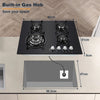 60cm Built-in Gas Hob 4 Burner | Auto Thermocouple & Safety Lock | 4-Zone Tempered Glass 8060W with Auto Ignition