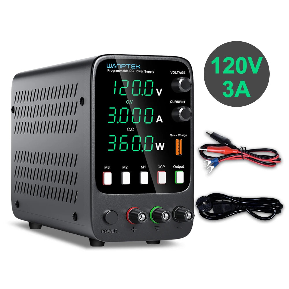 Wanptek Adjustable DC Power Supply 30V 10A 60V 5A Lab Bench Power Source Stabilized Power Supply Voltage Regulator Switch 120V