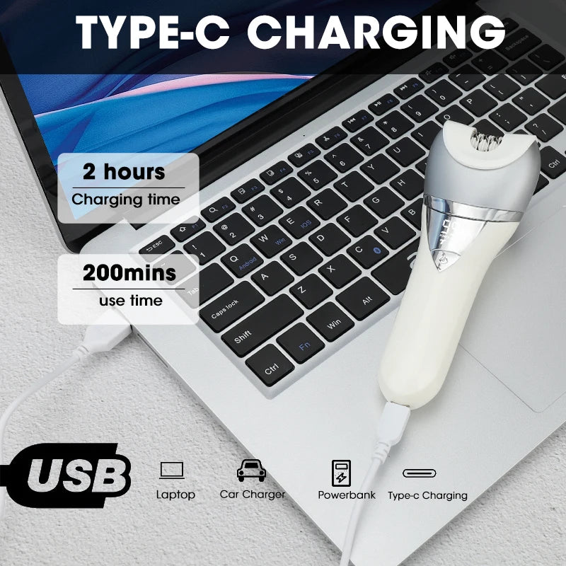 7in1 Electric Razor Bikini Line Trimmer Facial Massager Foot Callus Remover Body Hair Removal for Women Men Waterproof Epilator