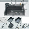 304Stainless Steel Waterfall Kitchen Sink Large Single Slot Integrated 60X45cm Faucet Set Soap Dispenser/Pure Water/Cup Washer