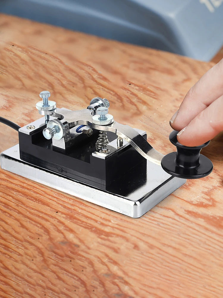 HY-K4 Stainless Steel CW Telegraph Shortwave Radio CW Telegraph Key Morse Key Shortwave Radio Communication Teaching Aids