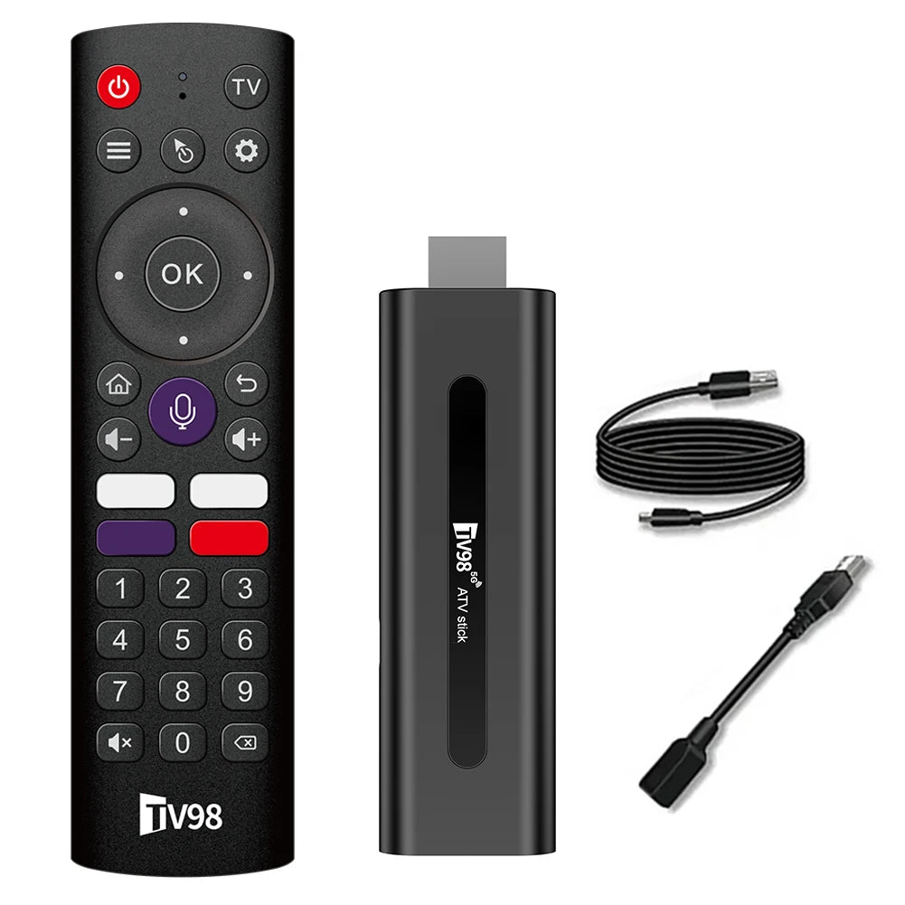TV98 Android 14.0 TV Stick ATV Smart TV Box 8K 2.4G 5G WiFi Quad Core BT5.0 Android TV Stick 14.0 Smart TV Stick Allwinner H313