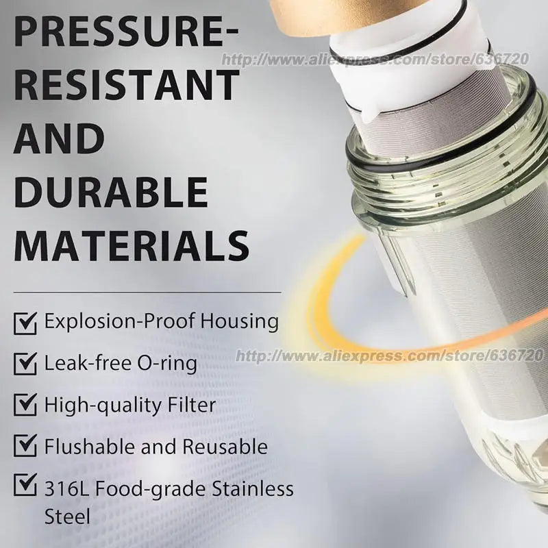 WSP50 Reusable Whole House Spin Down Sediment Water Filter, 50 Micron Flushable Prefilter Filtration, Lead-Free Brass