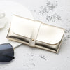 Fashion Glasses Case Handmade Soft Cover Bag For Women Buckle Clamshell Sunglasses Case PVC Leather Glasses Box