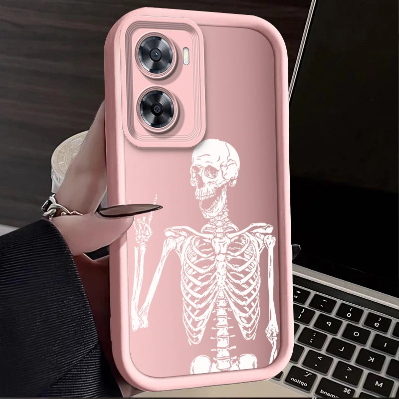 Skull Silicone Phone Case On For OPPO A57 A74 A95 A60 A78 A83 A76 A58X A96 A97 A94 A93 A73 A58 A77 A56S A55 A54 A53 4G 5G Cover
