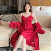 Sexy Lace Wedding Nighty&Robe Set Dress New Women Nightwear Suspender Nightgown Chemise Sleepwear Lingerie Silk Satin Home Wear
