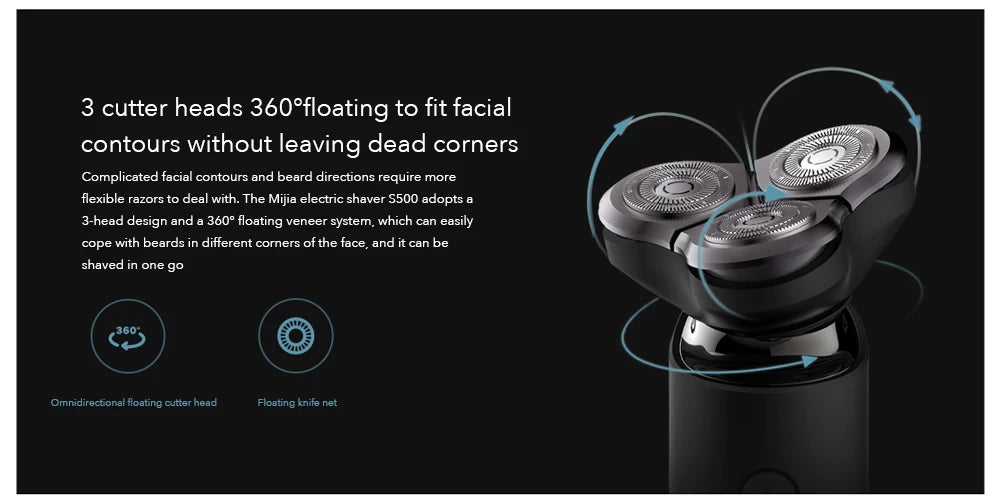 Xiaomi Mijia Electric Shaver S500 Portable Beard Trimmer Dry Wet Shaving Washable beard trimmer Electric Shaver For Man