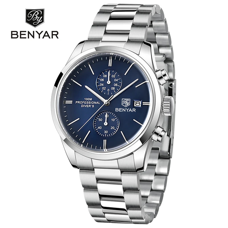 BENYAR Mens Watches Top Brand Luxury Quartz Men Watch 2023 Sports Watch For Men Chronograph Military Watch Men Relogio Masculino