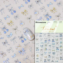 Load image into Gallery viewer, Lovely Gold Silver Black White Line Bowknot 3D Self Adhesive Nail Art Decorations Stickers Ribbon Cute Manicure Decals Wholesale